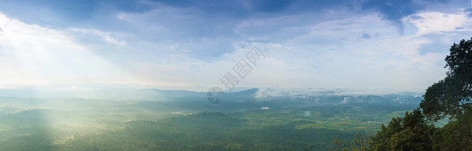 全景山和天空在晚上图片