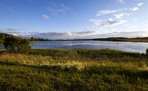 湖光照片池塘蓝色反射天空天气城市草地风景地平线树木图片
