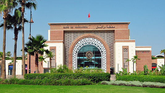 马拉喀什火车站城市建筑学地标车站建筑铁路旅游火车全景旅行图片