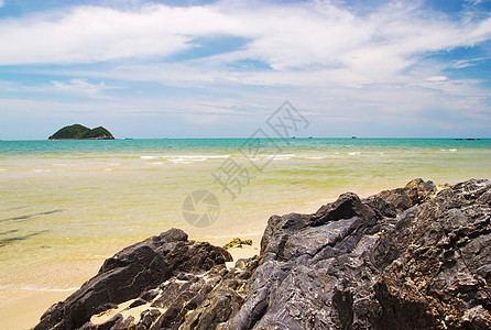 美丽自然海滩海浪旅行植物蓝色海岸线风景太阳天堂热带图片