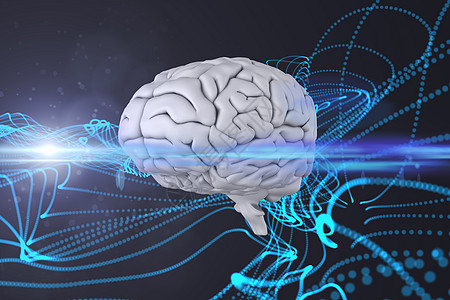 大脑综合图象智力计算机未来派活力蓝色黑色曲线器官线条辉光图片