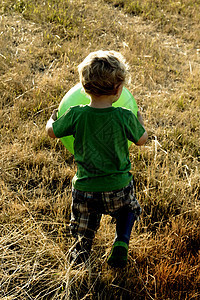 金发男孩儿童场地童年蓝色日落农场儿子孩子男性白色图片
