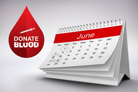 捐赠血液的复合图像灰色日历背景图片