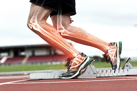 高亮的人类骨骼即将赛跑男性比赛锻炼运动服短跑体力闲暇辉光运动训练图片