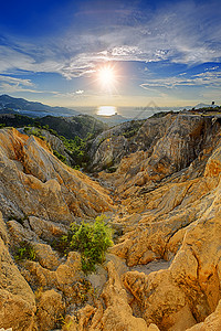 香港大峡谷国家公园摄影探索岩石背包远足日落太阳图片