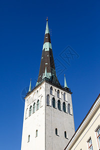 圣奥拉夫教堂白色浸信会宗教房子海军城市教会大教堂晴天蓝色图片