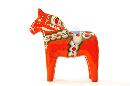 瑞典达拉马红色工艺品木马工艺影棚手工物体设备白色上色图片