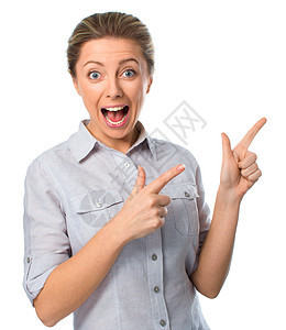 女商务人士在抛开商业微笑工人广告成人手指手势白色女士幸福图片