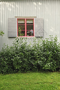 窗户建筑学木材红色材质外观建筑花盆窗帘白色特征图片