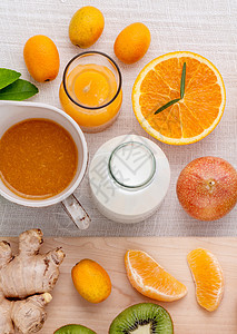 早餐用橙汁 橙子 橙子片 百香果玻璃食物牛奶饮食厨房液体柠檬农业蔬菜水果图片