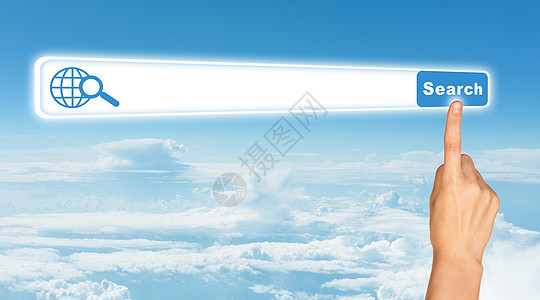 蓝色天空背景上的人类手蓝天手臂互联网空气概念手指背景图片