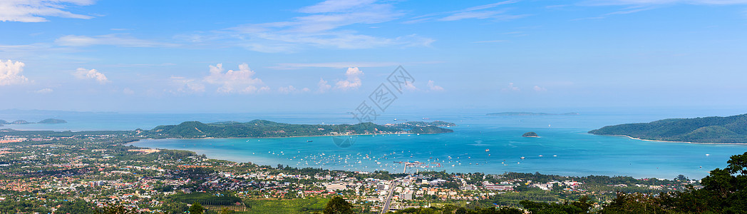 普吉省全景城市和海洋旅游港口海岸景观天际海岸线风景天空旅行码头图片