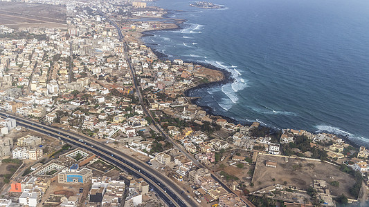 达喀尔空中观察海洋建筑街道海岸景观建筑学城市旅游房屋首都图片