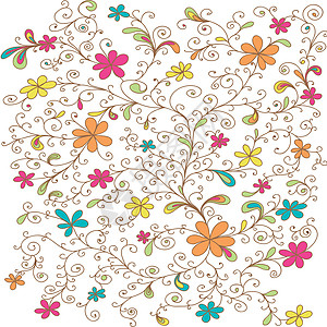 彩色装饰植物型态花园植物群创造力叶子白色装饰品插图植物墙纸艺术图片