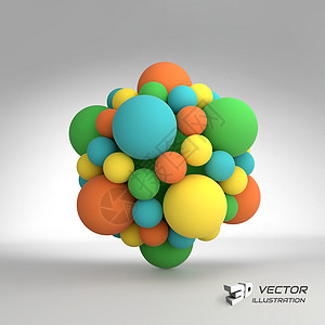 具有球体的分子结构 3d矢量说明技术公式插图活力科学节点化学格子物理纳米图片