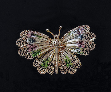 威尼斯金银和银银花丝手工宏观白色艺术品蝴蝶灯笼杰作工艺金子背景
