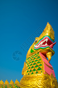 大金色大纳加古董雕像旅游佛教徒金子雕塑建筑学动物蓝色国王图片