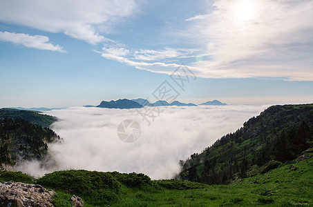 皮埃尔圣马丁皮雷内斯大西洋 阿克维塔尼 弗朗西天空风景公园云杉蓝色晴天全景树木岩石农村图片