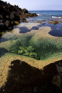 岩石石头天空 c池塘植物海藻旅游全景爬坡海滩旅行海洋衬套图片