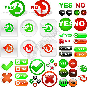 是和否按钮投票网络红色互联网成功塑料表决绿色验证图片
