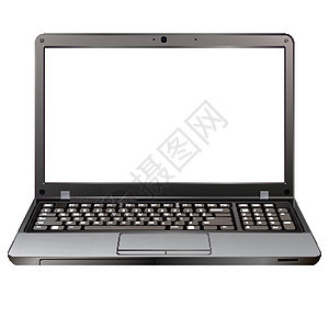 白色背景上分离的相片现实实用笔记本电脑键盘工作桌面黑色技术商业电子监视器空白屏幕图片