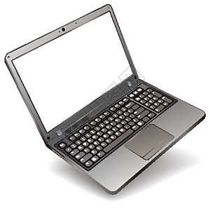 白色背景上分离的相片现实实用笔记本电脑屏幕工作灰色空白金属黑色商业桌面技术键盘图片