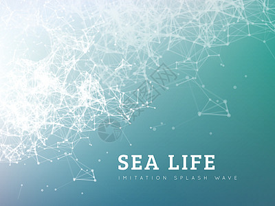海浪通过点和线连接波浪原子生物绘画技术蓝色海洋生活网格物理图片
