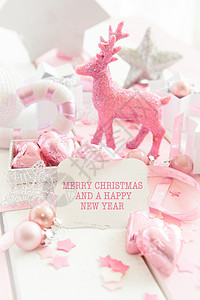 粉红圣诞节装饰品闪光丝带小玩意儿星形礼物乡村星星礼品条纹心形图片