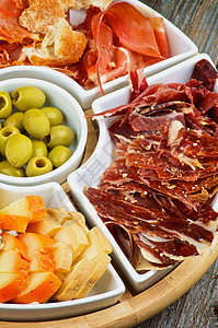 西班牙西班牙食草纸健康饮食熟食茶点火腿猪肉橙子红肉美食家小吃盘子图片