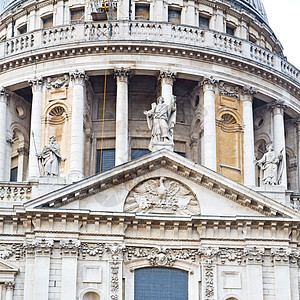 英国古老建筑和风平土的隆登圣保罗大教堂圆顶宗教石头建筑学旅游纪念碑信仰教会国家地标图片