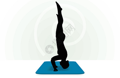 瑜伽在白色背景上显得孤立女性锻炼练习班级控制健身房头脑数字黑色姿势图片