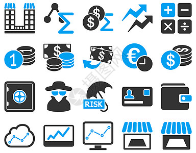会计服务和贸易业务图标集图表金融网络计算器平衡分析商业安全盒子销售图片