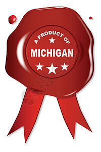 密歇根州的产品橡皮印模邮票印章红色图章丝带海豹图片