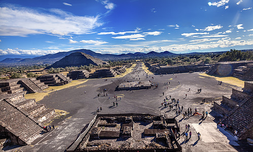 墨西哥城Teotihuacan死亡大道大街旅游地标街道风景石头建筑学遗产金字塔考古学图片