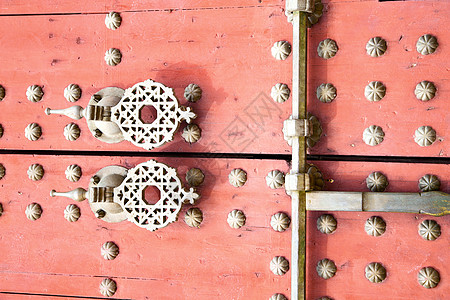 红安全锁上生锈的棕色黑莫罗科锁孔建筑学古董出口建筑木头入口螺栓指甲挂锁图片