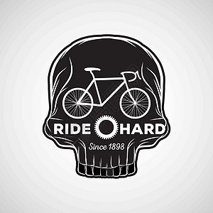 Skull标志 自行车俱乐部标志骷髅头盔颅骨徽标车轮插图横幅速度店铺背景图片