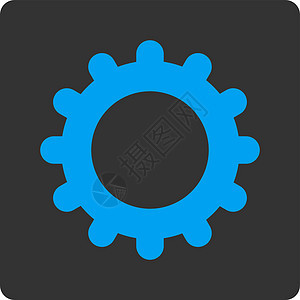 齿轮平面蓝色和灰色颜色圆形按钮解决方案机械图标工厂控制工程传播车轮力学工业图片