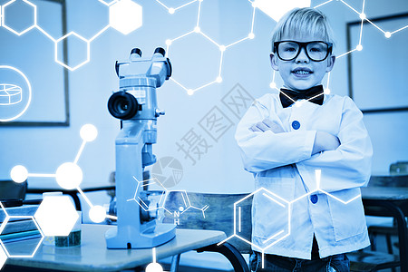 科学图形综合图象公式显微镜桌子想像力药品男生双臂教育班级极客图片