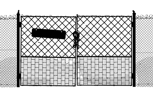 旧大门防御链环黑色金属元素受保护入口插图安全设计图片