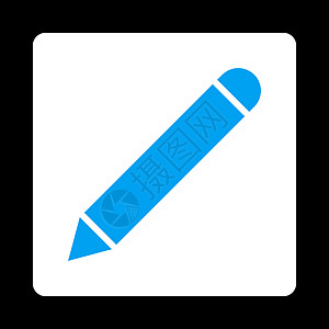 蓝色和白色平面粉薄板签名字形背景编辑铅笔黑色记事本图标图片
