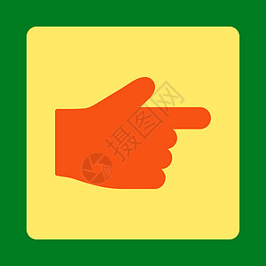平直指平平角橙色和黄色作品手指导航手势图标绿色光标棕榈背景字形图片
