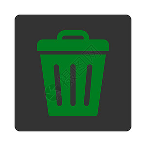 回收站图标废垃圾罐平坦绿色和灰色环境生态倾倒回收篮子图标回收站垃圾箱垃圾垃圾桶背景