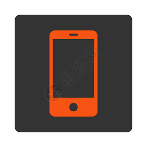 手机界面平平平橙色和灰色智能手机监视器短信展示工具屏幕软垫棕榈反应电讯相机背景