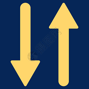 垂直平面黄色颜色图标 V倒置箭头方法镜子字拖变体蓝色同步光标字形图片
