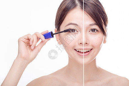 美容肖像前后刷子化妆品女士睫毛膏眼睛色素沉着镜子治疗白色睫毛图片