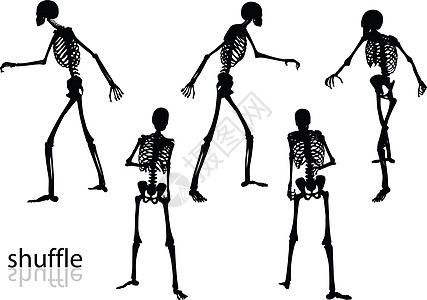 摇摆姿势的轮廓骨骼洗牌插图黑色冒充草图骨头阴影白色框架图片