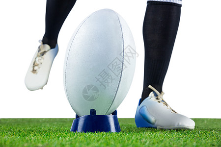 橄榄球运动员踢一脚分数男性竞赛运动服运动黑色男人球衣服装体育图片