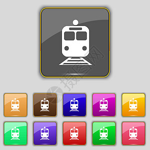 列图标符号 设置您网站的11个彩色按钮 矢量隧道机车乘客服务艺术列车地铁交通旅客火车图片