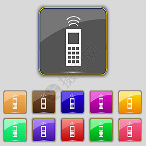 远程控制图标符号 设置为您网站的11个彩色按钮 矢量图片