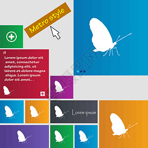 蝴蝶图标符号 buttons 使用光标指针的现代界面网站按钮 矢量曲线夹子翅膀艺术插图风格电脑季节卡通片团体图片
